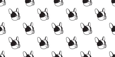 Fransız buldozer Seamless Modeli dog Head'a izole duvar kağıdı arka plan vektör