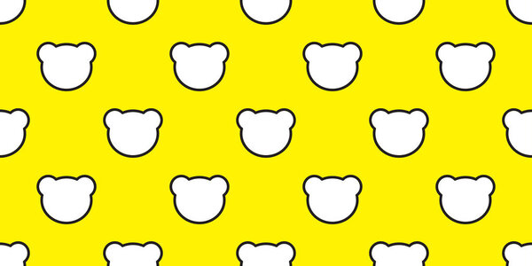 Bear seamless pattern polar bear teddy head isolated vector wallpaper background yellow