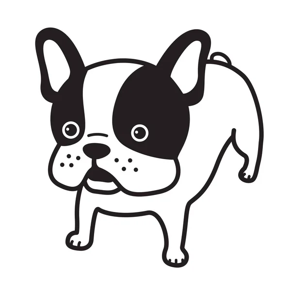 Beyaz Fransız Buldozer Vektör Köpek Illüstrasyon Karikatür Karakter — Stok Vektör