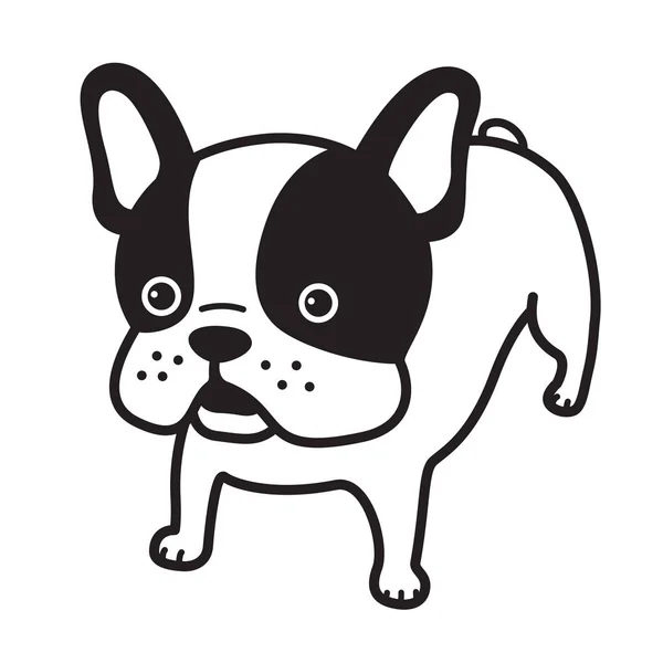 Francês Buldogue Vetor Cão Ilustração Desenho Animado Personagem Branco —  Vetores de Stock