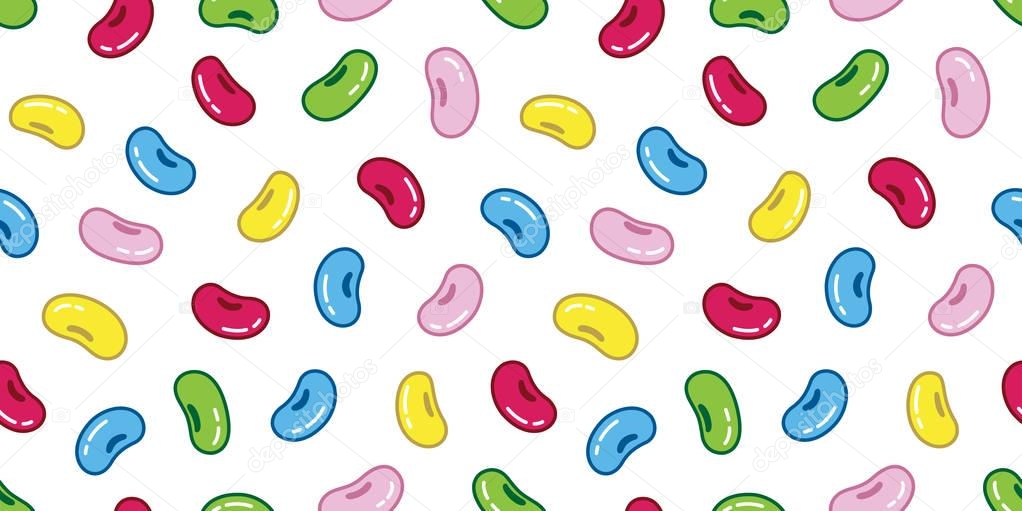 Bean jelly bean Seamless Pattern wallpaper candy gummy vector isolated cartoon background