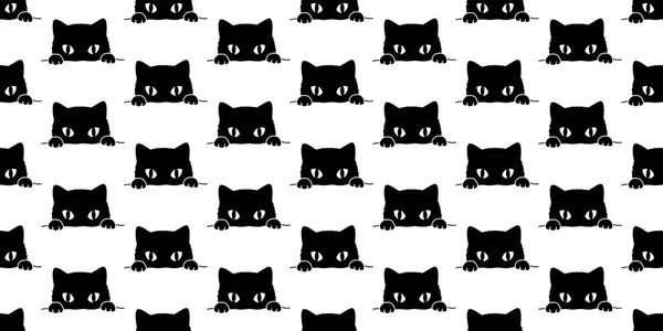 Cat Seamless Pattern Black Cat Vector Isolated Kitten Wallpaper Background — Stock Vector