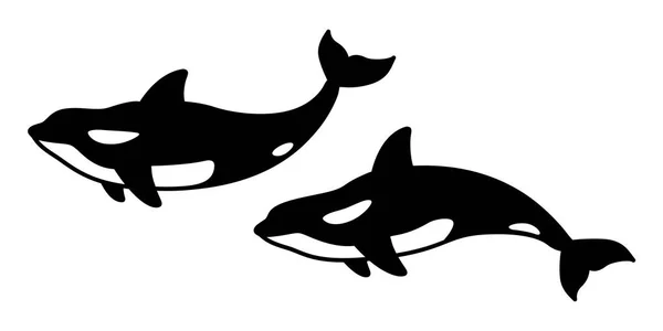 Wektor Dolphin Rekin Ikona Ilustracja Postaci Killer Whale Whale — Wektor stockowy