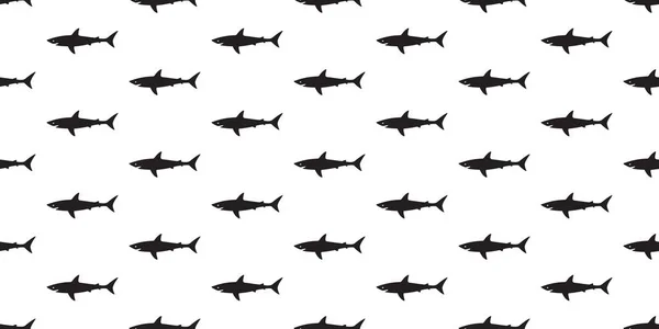 Shark Vektor Sömlösa Mönster Fisk Isolerade Ocean Sea Tapet Bakgrund — Stock vektor