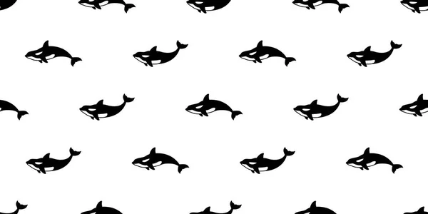 Wal Nahtlose Muster Fisch Delphin Isoliert Vektor Meer Meer Tapete — Stockvektor