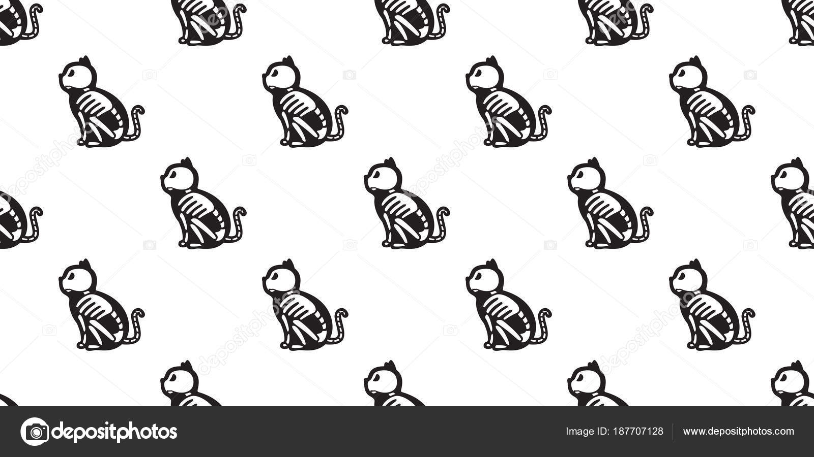 Cat Seamless Pattern Halloween Isolated Cat Skull Bone Ghost Icon Kitten Wallpaper Background Stock Il Ration Cat Seamless Pattern Halloween Isolated Cat Skull Bone Ghost Icon Kitten Wallpaper Background Stock Il Ration
