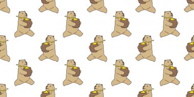 Ayı kutup ayısı seamless modeli çalıştırmak teddy tatlım izole vektör duvar kağıdı arka plan