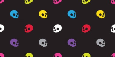 Kafatası seamless modeli Cadılar Bayramı izole kemik iskeleti hayalet simgesi renkli pop art duvar kağıdı arka plan