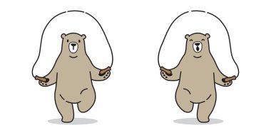 Kutup ayısı doodle ip atlama vektör karakter illüstrasyon ayı