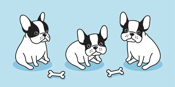 Francês Bulldog Vetor Cão Pug Ícone Logotipo Doodle Personagem Ilustração — Vetor de Stock