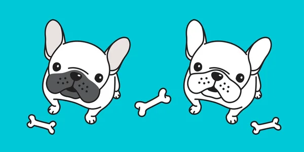 Perro Vector Francés Bulldog Hueso Logotipo Icono Carácter Dibujos Animados — Vector de stock