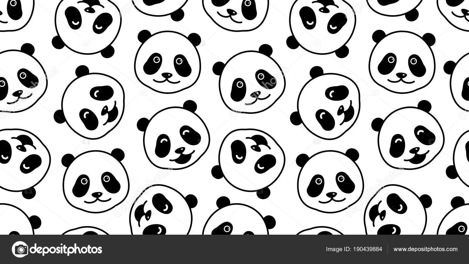 Cabeça Urso Panda Isolado Urso Polar Doodle Sem Costura Fundo