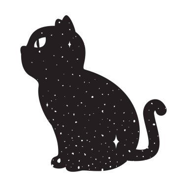 kedi vektör logo alaca yavru kedi karakter boşluk gece gökyüzü illüstrasyon simge karikatür doodle