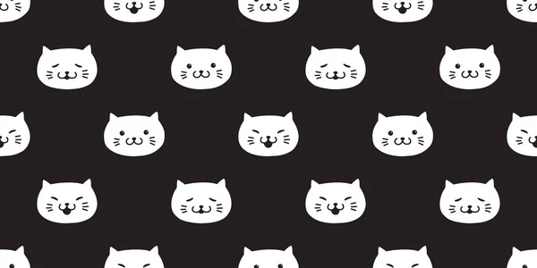 Katt Sömlösa Mönster Kattunge Huvud Vektor Ikonen Isolerade Tapet Bakgrund — Stock vektor