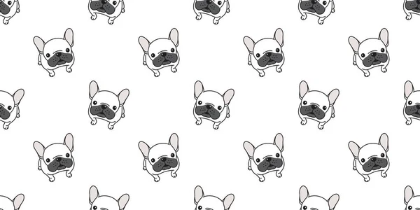 Dog Seamless Pattern French Bulldog Vector Paw Icon Isolated Wallpaper — Stock Vector