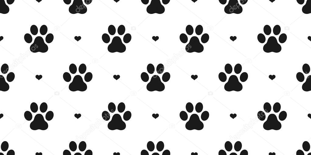 Dog Paw isolated Cat Paw puppy kitten heart vector Seamless pattern wallpaper background