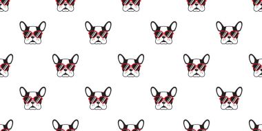duvar kağıdı arka plan illüstrasyon izole köpek seamless modeli Fransız buldozer pug vektör kırmızı güneş gözlüğü gözlük simge