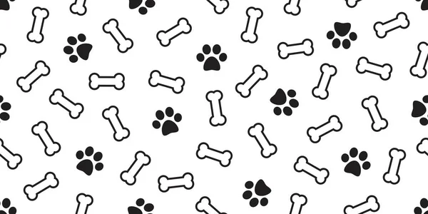 Dog Bone Vector Hond Poot Doodle Naadloze Patroon Geïsoleerd Wallpaper — Stockvector