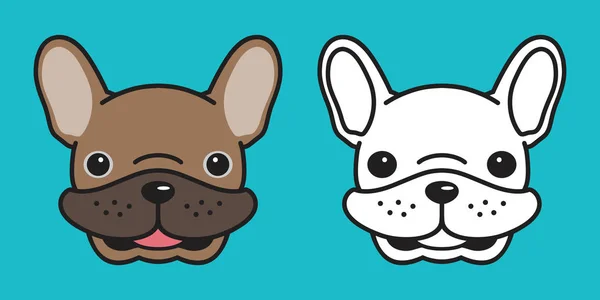 Pies Buldog Francuski Wektor Mops Szef Uśmiech Ikona Ilustracja Logo — Wektor stockowy