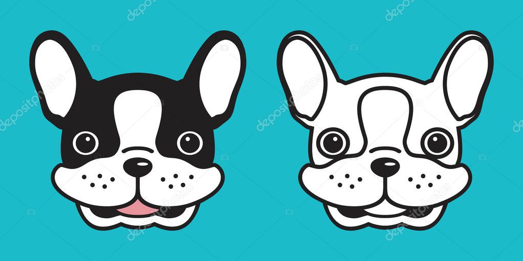 dog vector french bulldog pug head smile illustration logo icon character cartoon