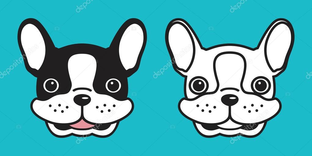 Dog vector french bulldog pug head smile illustration logo icon character cartoon