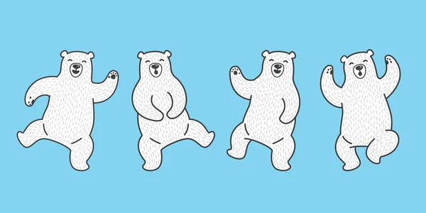 Bear Vector Polar Bear Dance Doodle Illustration Character Cartoon — Stock Vector