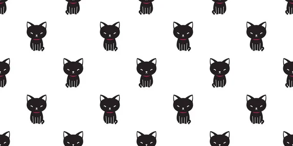 Katze Nahtlose Muster Schwarz Katze Vektor Isoliert Tapete Hintergrund — Stockvektor