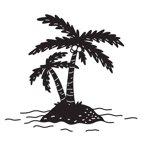 Illustration Icône Logo Vectoriel Île Palmier Cocotier — Image vectorielle