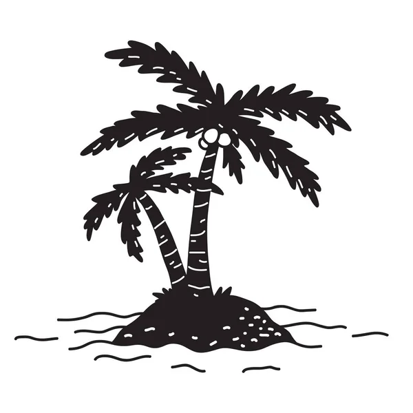 Kókusz Palm Island Vektor Logo Ikonra Illusztráció — Stock Vector