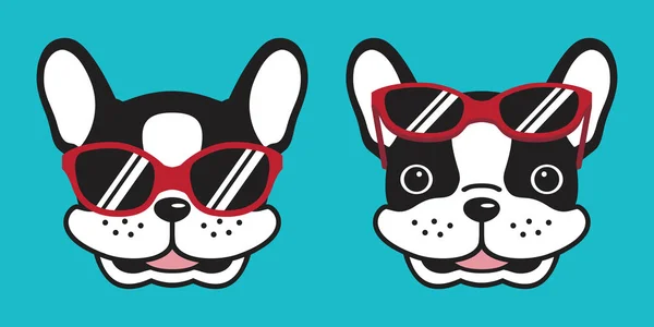 Dog Vector French Bulldog Smile Logo Icon Red Sunglasses Illustration — Stock Vector