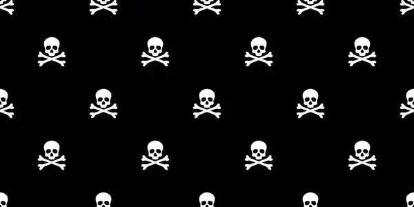 Skull Pirate Seamless Pattern Bone Halloween Isolated Wallpaper Background — Stock Vector