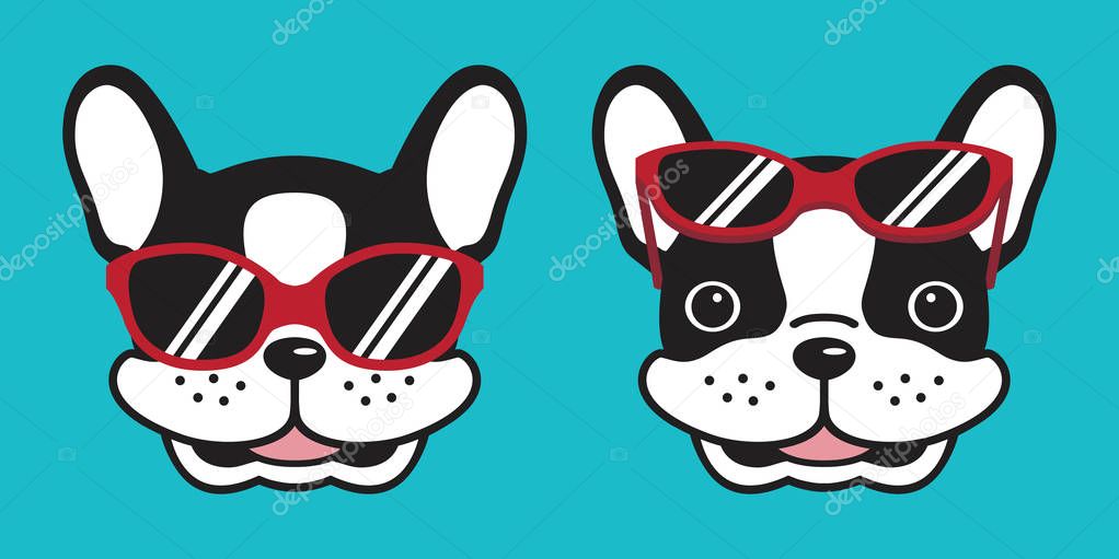 Dog vector french bulldog smile logo icon red sunglasses illustration character cartoon