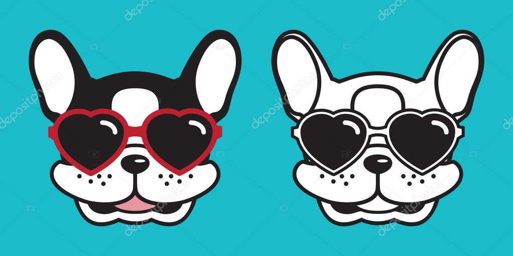 Dog vector french bulldog smile logo icon heart sunglasses illustration character cartoon