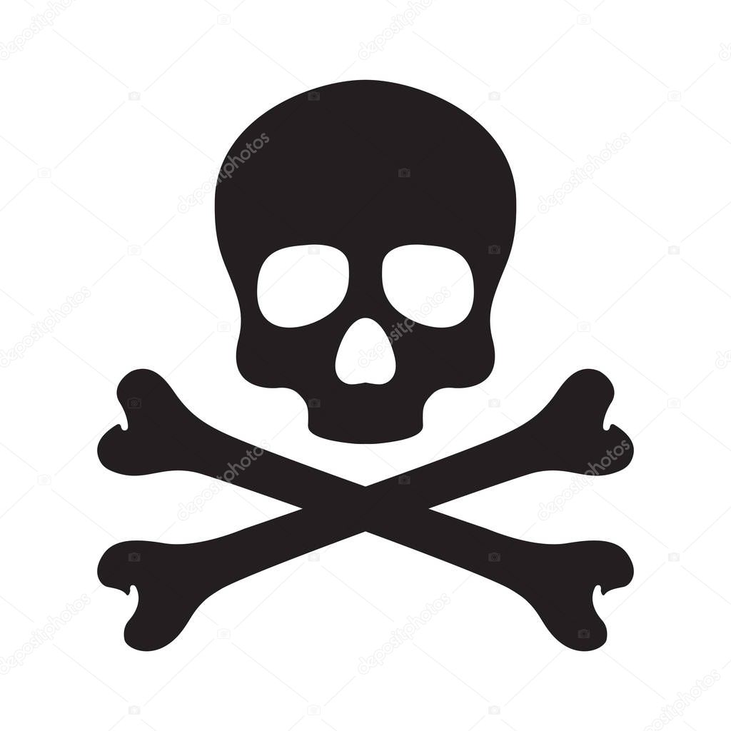 Skull pirate icon logo vector bone Halloween illustration