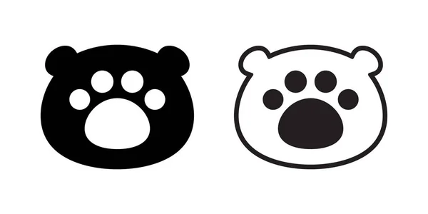 熊头北极熊爪子矢量脚印图标玩具卡通人物符号设计 — 图库矢量图片