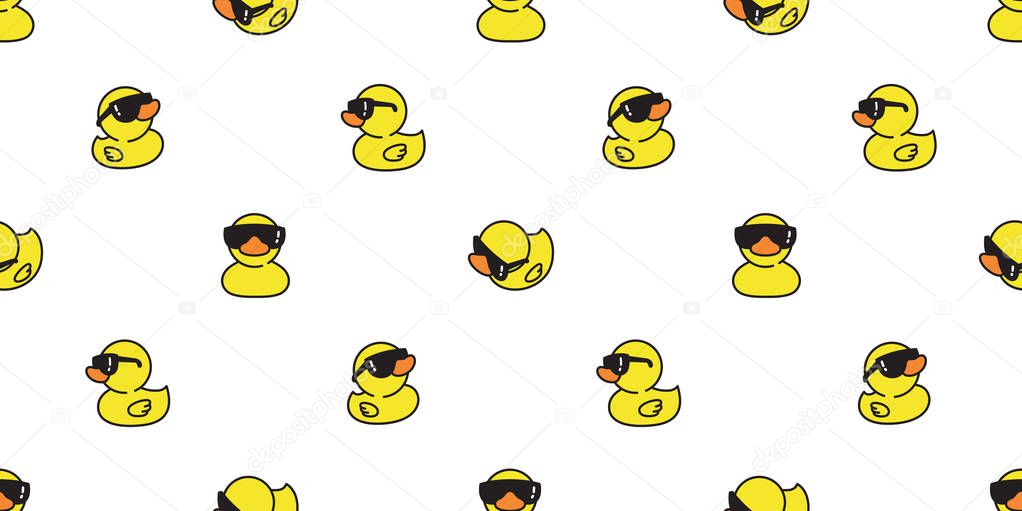 Duck vector icon logo rubber duck sunglasses shower bath cartoon scarf isolated repeat wallpaper tile background illustration bird animal doodle design