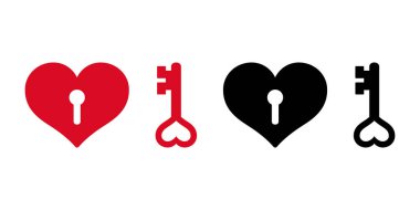 kalp vektörü Valentine anahtar logo sembolü çizgi film karakteri karalama çizimi tasarımı