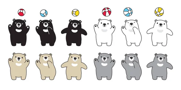 Bear Vector Polar Bear Icon 캐릭터 Doodle Design — 스톡 벡터