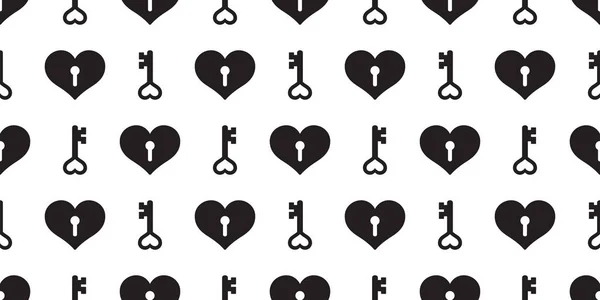 Heart Seamless Pattern Valentine Vector Key Cartoon Scarf Isolated Tile — Stock Vector