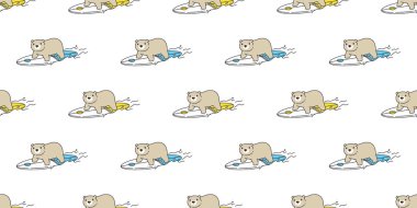 Ayı desensiz kutup ayısı sörf tahtası spor plaj atkısı izole edilmiş ayıcık okyanus karikatürü arka plan fayans duvar kağıdı karalama tasarımı