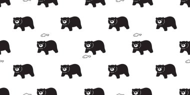 Ayı desensiz kutup ayısı vektörü oyuncak balık atkısı izole edilmiş oyuncak ayıcık karikatürü arka plan fayans duvar kâğıdı çizim tasarımı