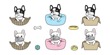 köpek vektörü buldog köpek yavrusu oyuncak kutu yastık ikonu karakter sembolü cins illüstrasyon tasarımı