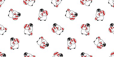 Penguen desensiz Noel Baba Noel Baba şeker kamışı doğum günü eşarbı izole edilmiş. Duvar kâğıdı döşeme arka plan çizim tasarımı.