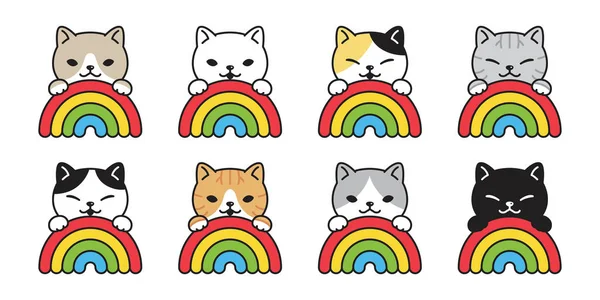 Gato Vetor Ícone Arco Íris Gatinho Calico Logotipo Símbolo Desenho —  Vetores de Stock