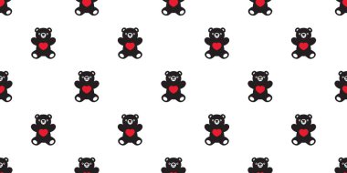 Ayı desensiz kalp sevgililer günü vektörü kutup ayısı karikatür eşarbı tecrit edilmiş tekrar duvar kağıdı karo çizim tasarımı