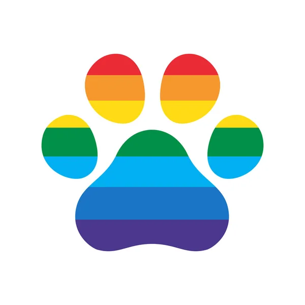 Perro Pata Huella Arco Iris Orgullo Icono Vector Francés Bulldog — Vector de stock