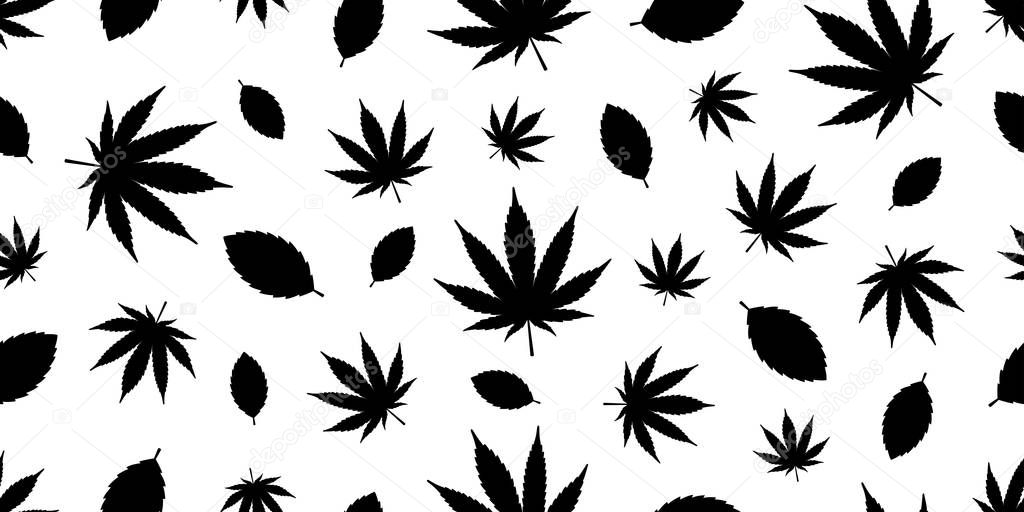 Weed seamless pattern Marijuana vector cannabis leaf plant repeat wallpaper tile background scarf isolated illustration design