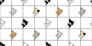 kedi pürüzsüz desenli kedi yavrusu Calico taşıyıcı eşarbı tecrit edilmiş arka plan kiremit duvar kağıdı karikatür çizim çizim çizimi tasarımı