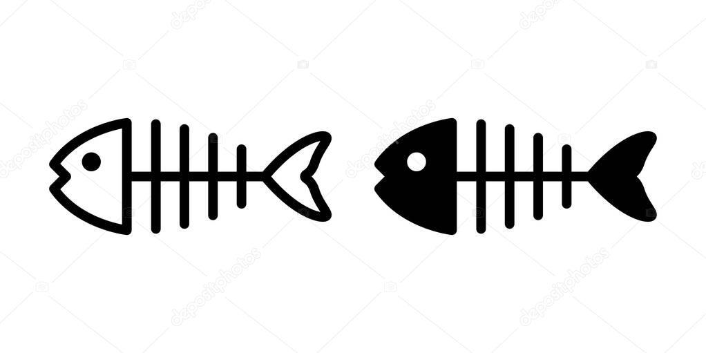 fish bone vector salmon icon tuna cartoon symbol illustration design