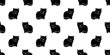 kedi pürüzsüz desenli kedi yavrusu miyav eşarp izole arka plan fayans duvar kâğıdı karikatür karalama siyah tasarım